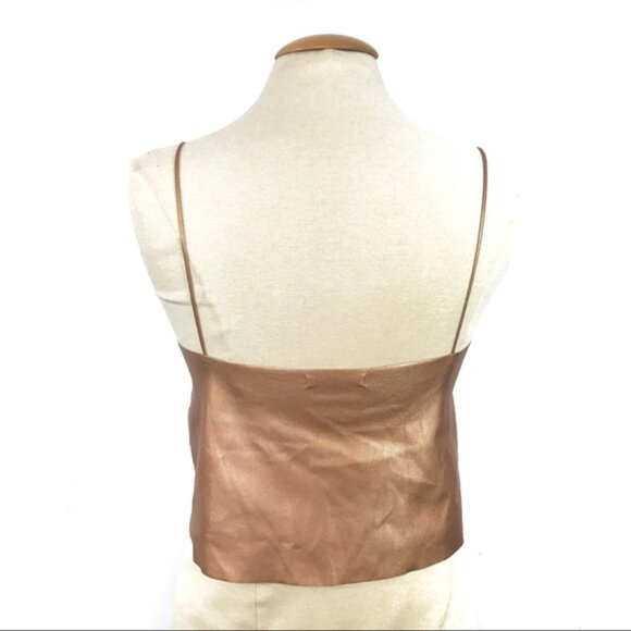 Zara gold rose faux leather crop top Sz Xs - Picture 6 of 9